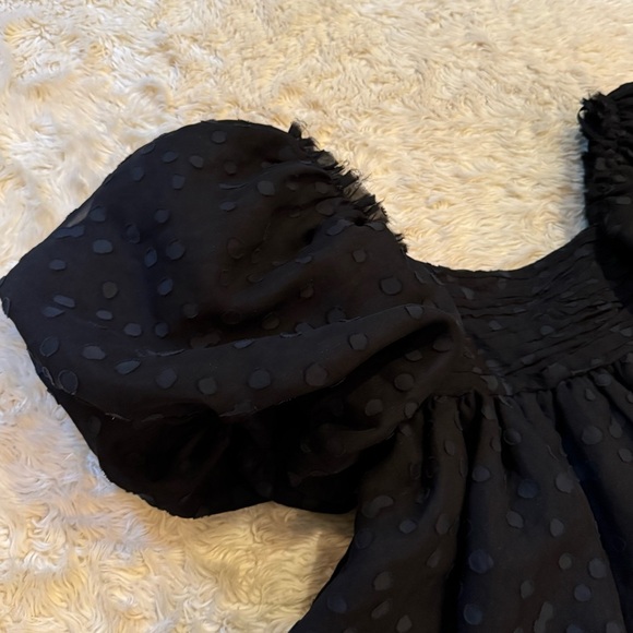 Aje Black La Piscine Puff Sleeve Bow Back Mini Dress - Size 2 - Picture 3 of 6